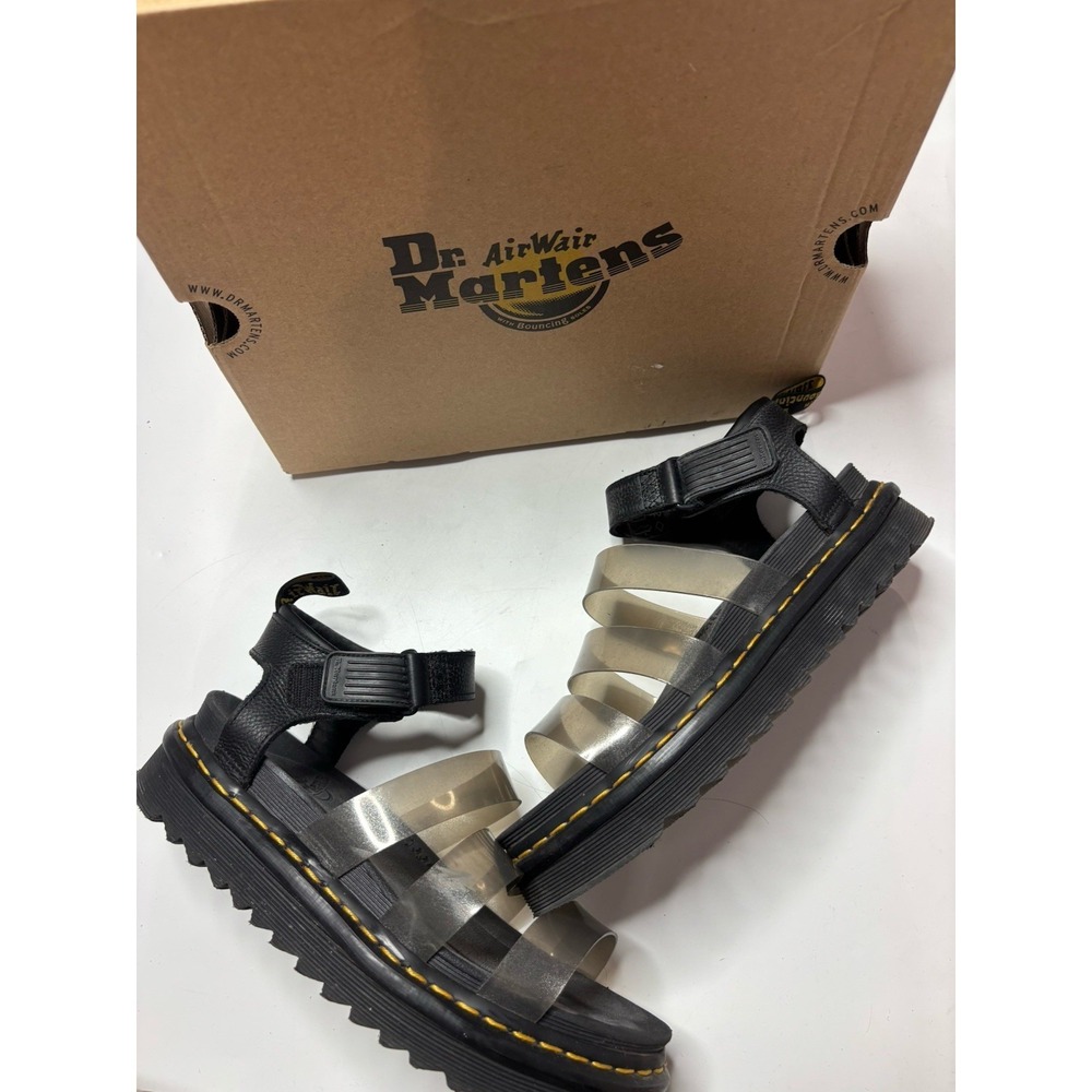 Dr. Martens Black with Clear Strap Clarissa Platform Sandals